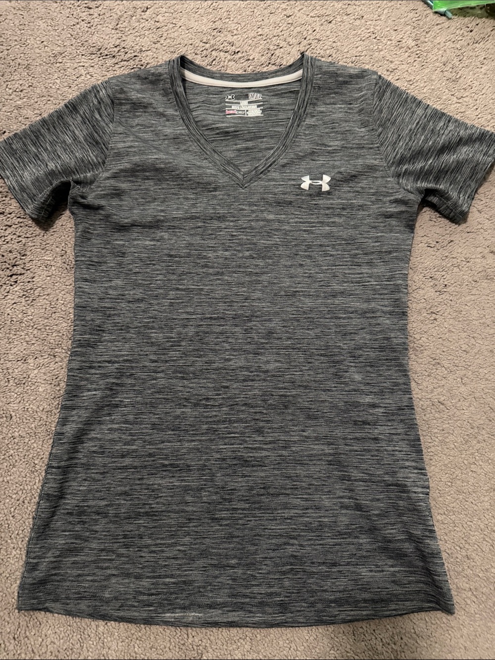Under Armour Women's Gray Heather V-Neck Short Sleeve Tee